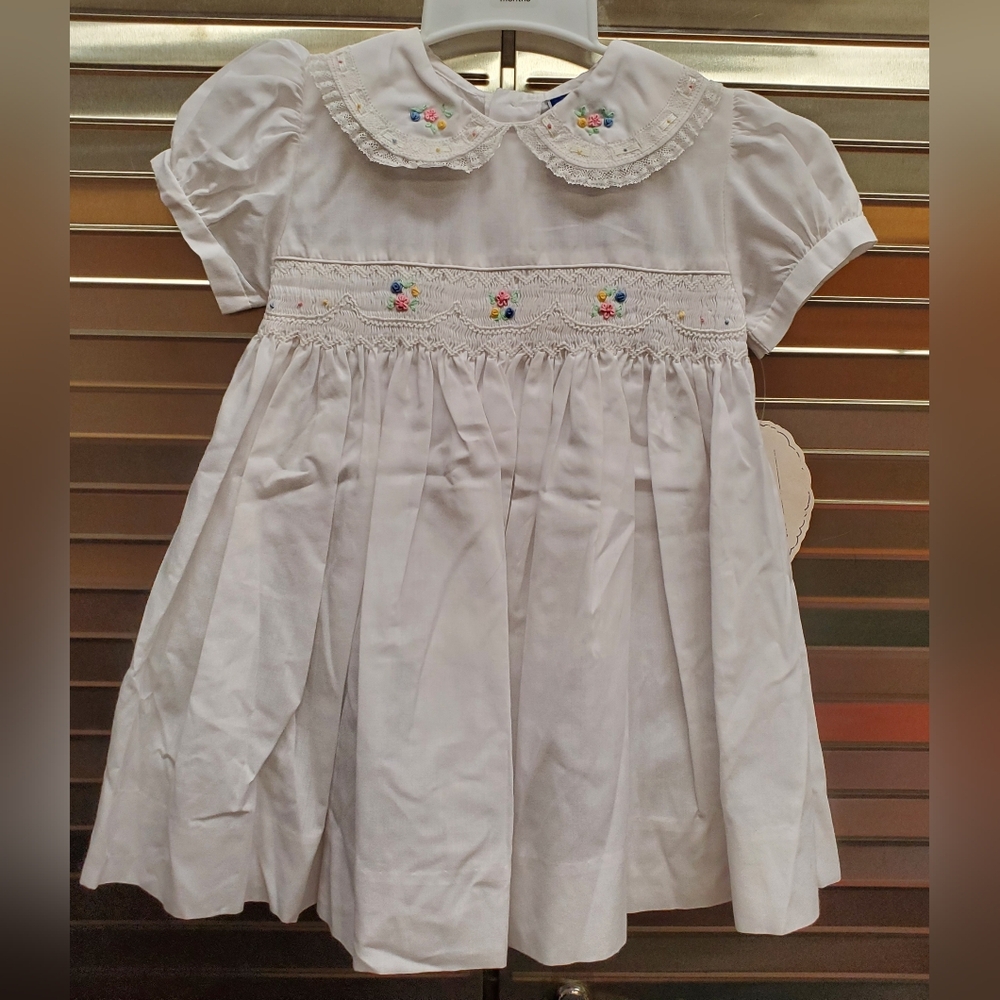 Vintage CARRIAGE BOUTIQUES by Friedknit Creations Smocked Dress NWT Size 24M